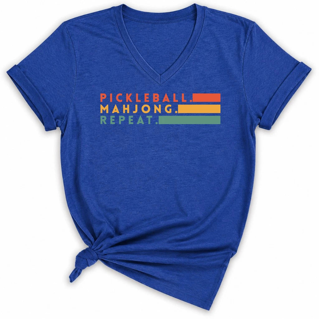Pickleball Mahjong Lady V-neck