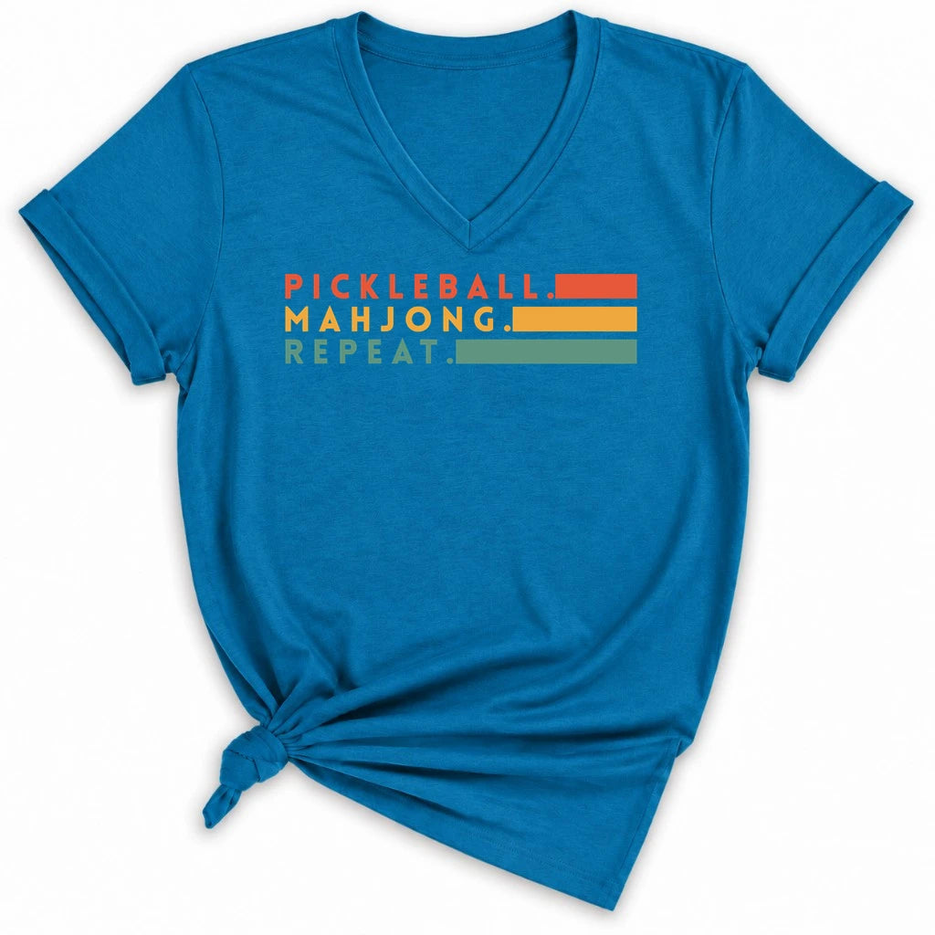 Pickleball Mahjong Lady V-neck
