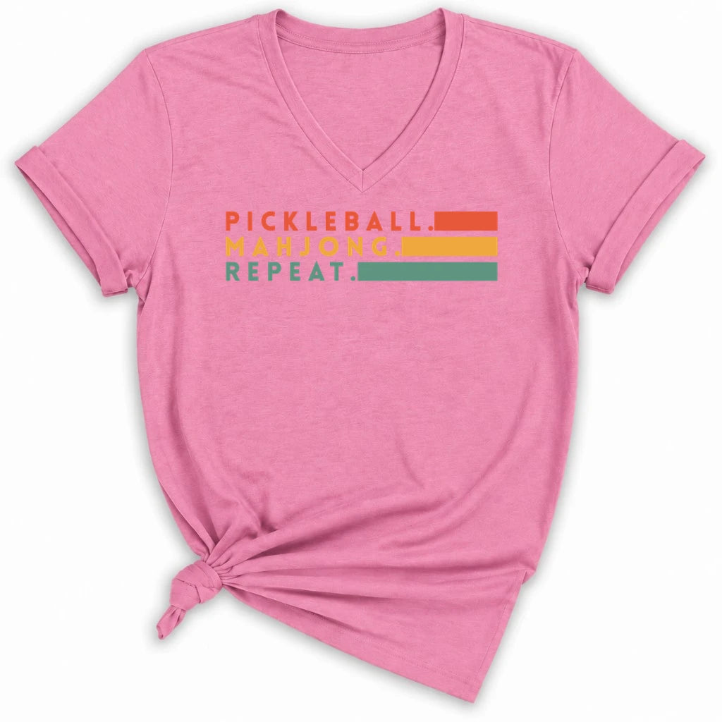 Pickleball Mahjong Lady V-neck