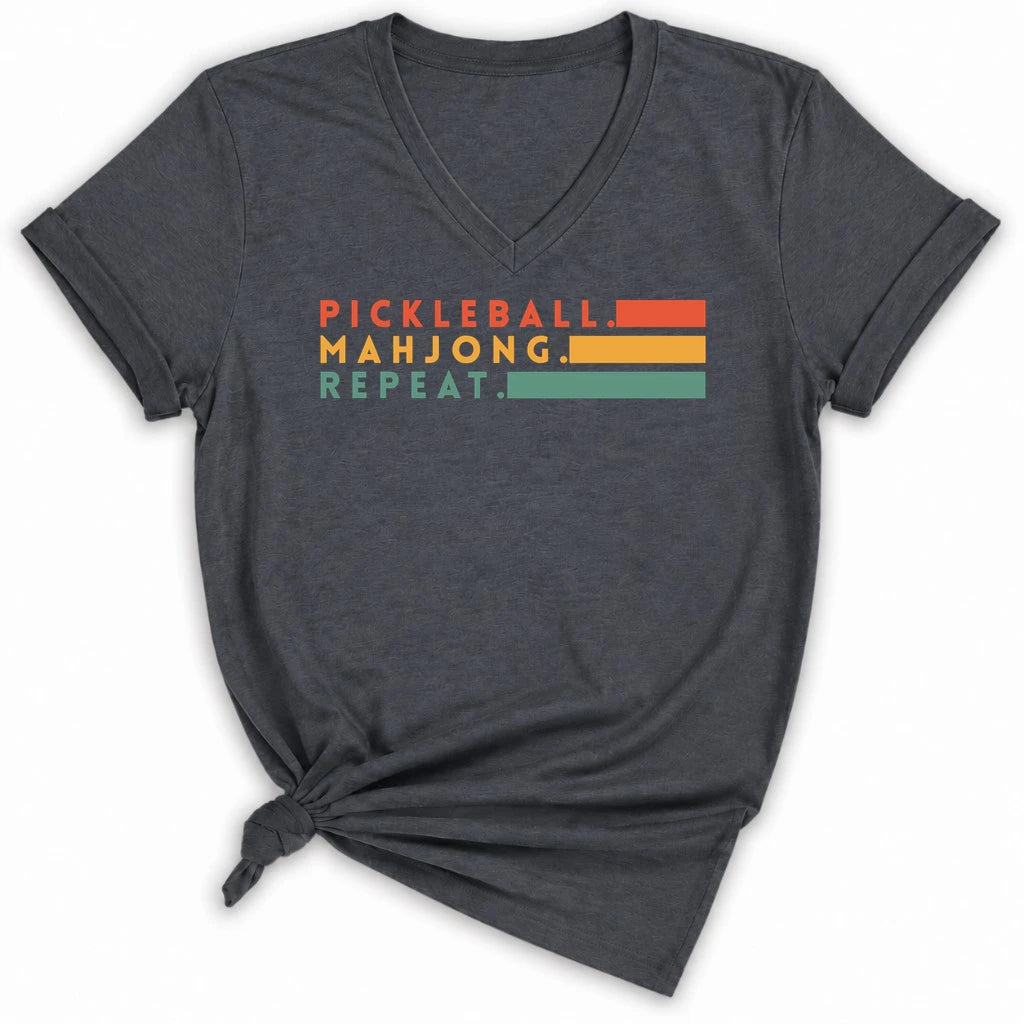 Pickleball Mahjong Lady V-neck