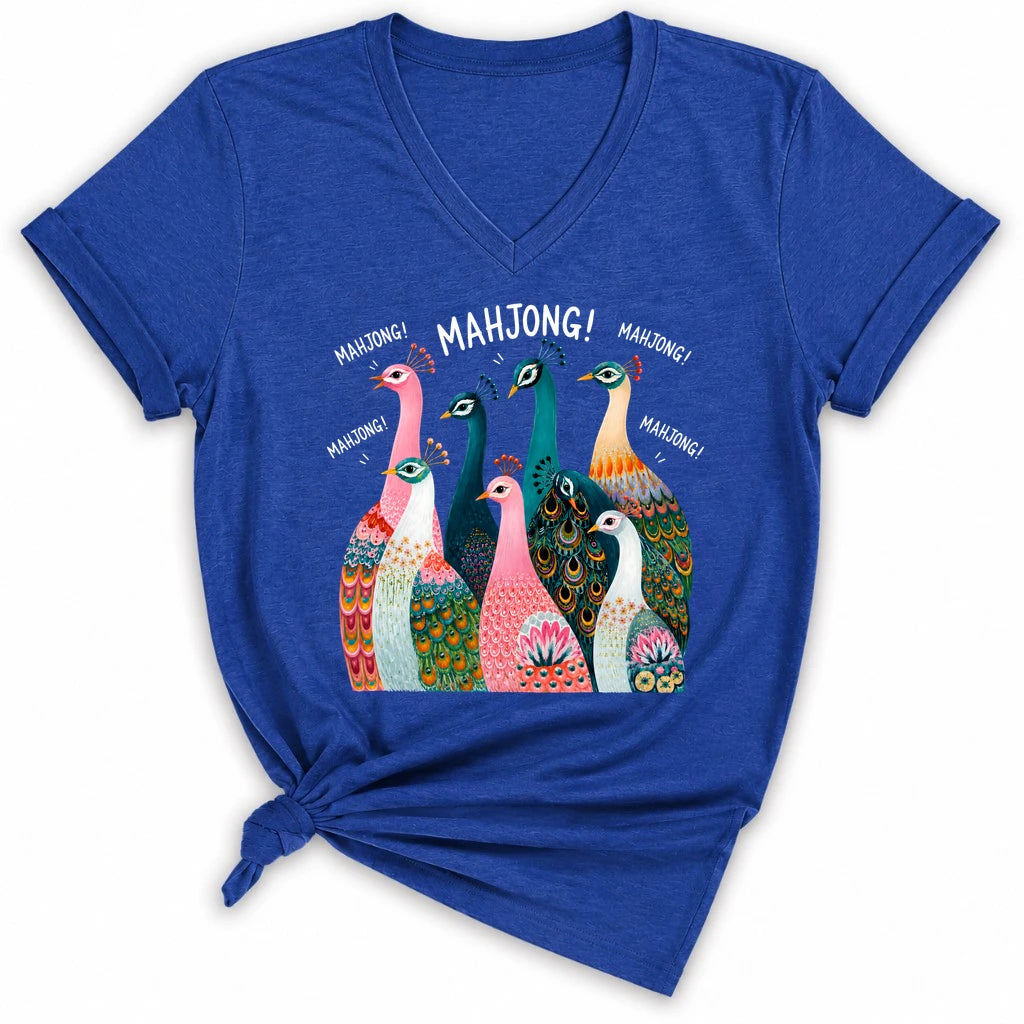 Peacock Mahjong Lady V-neck