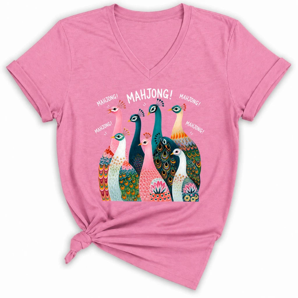 Peacock Mahjong Lady V-neck