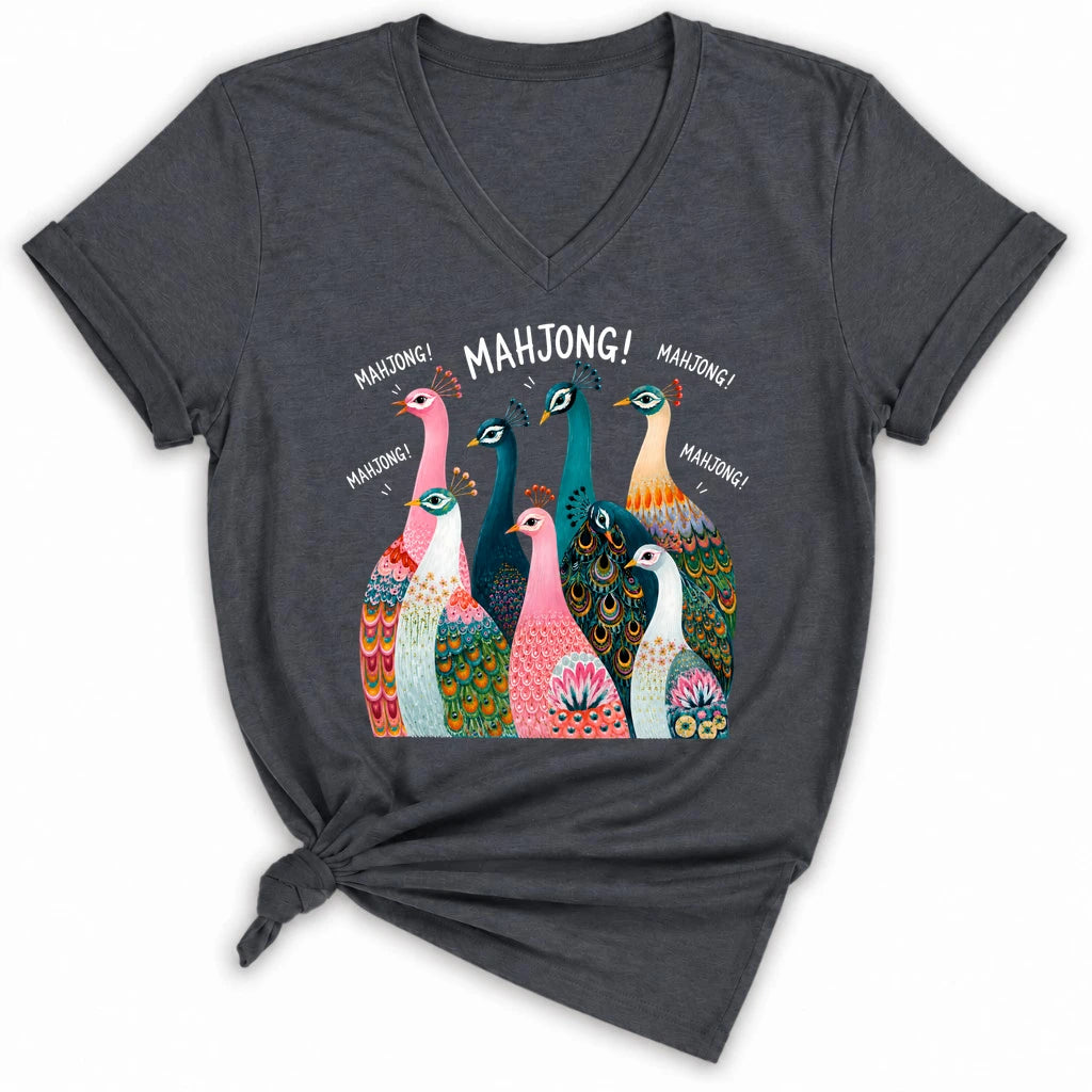 Peacock Mahjong Lady V-neck
