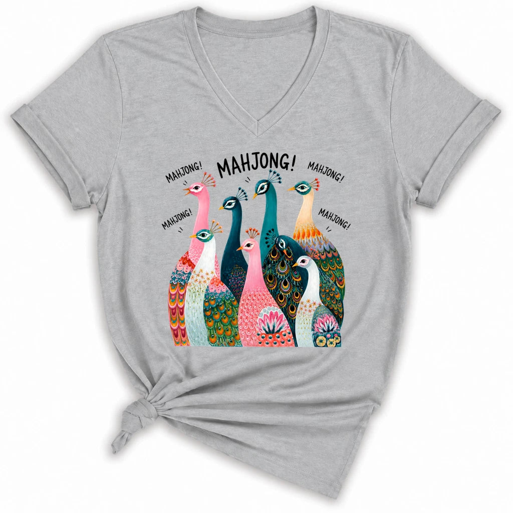 Peacock Mahjong Lady V-neck