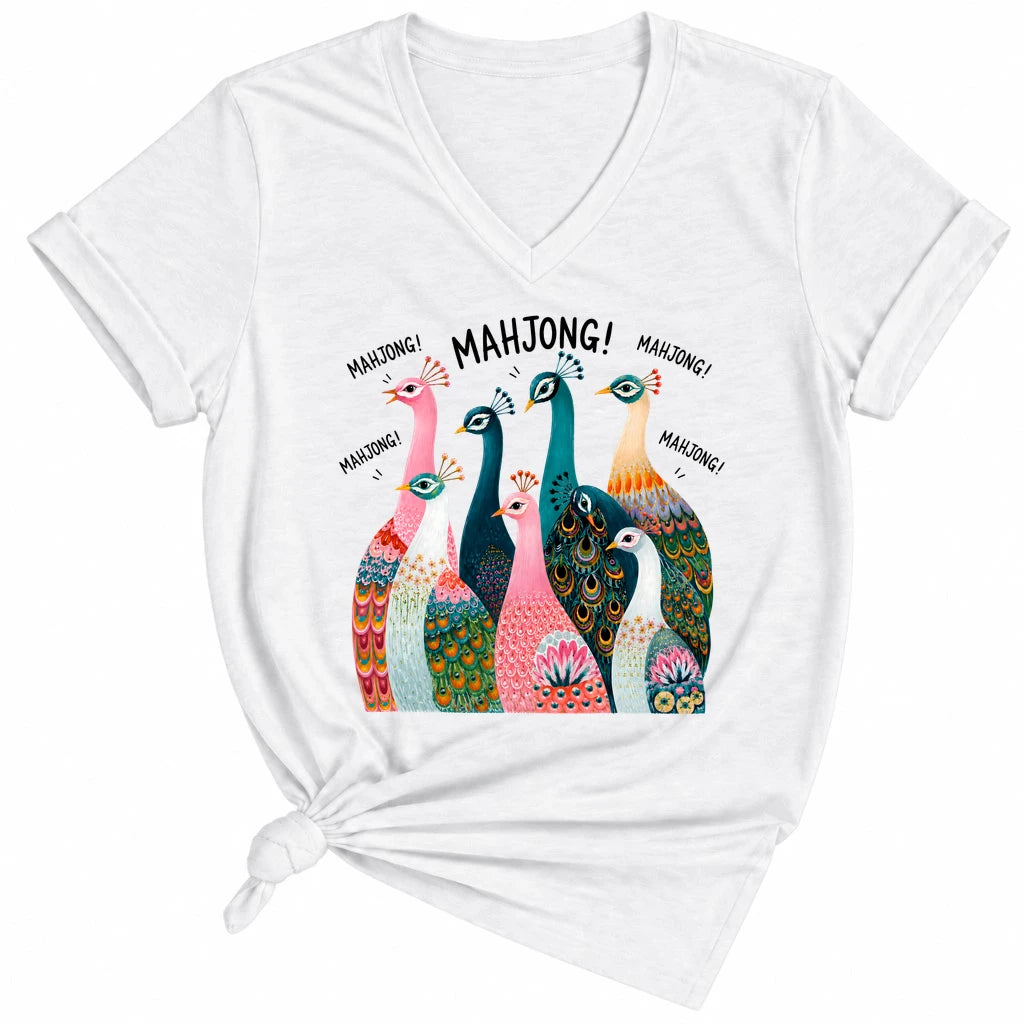 Peacock Mahjong Lady V-neck