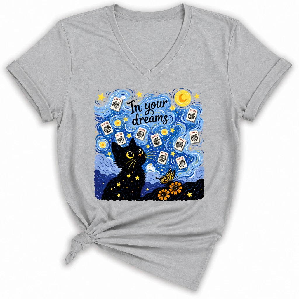 Van Gogh Starry Night Mahjong Lady V-neck