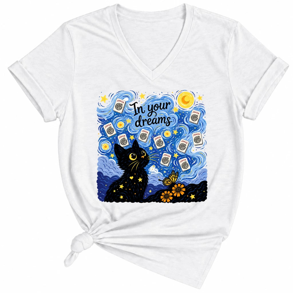 Van Gogh Starry Night Mahjong Lady V-neck