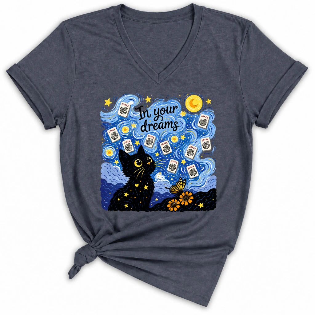 Van Gogh Starry Night Mahjong Lady V-neck