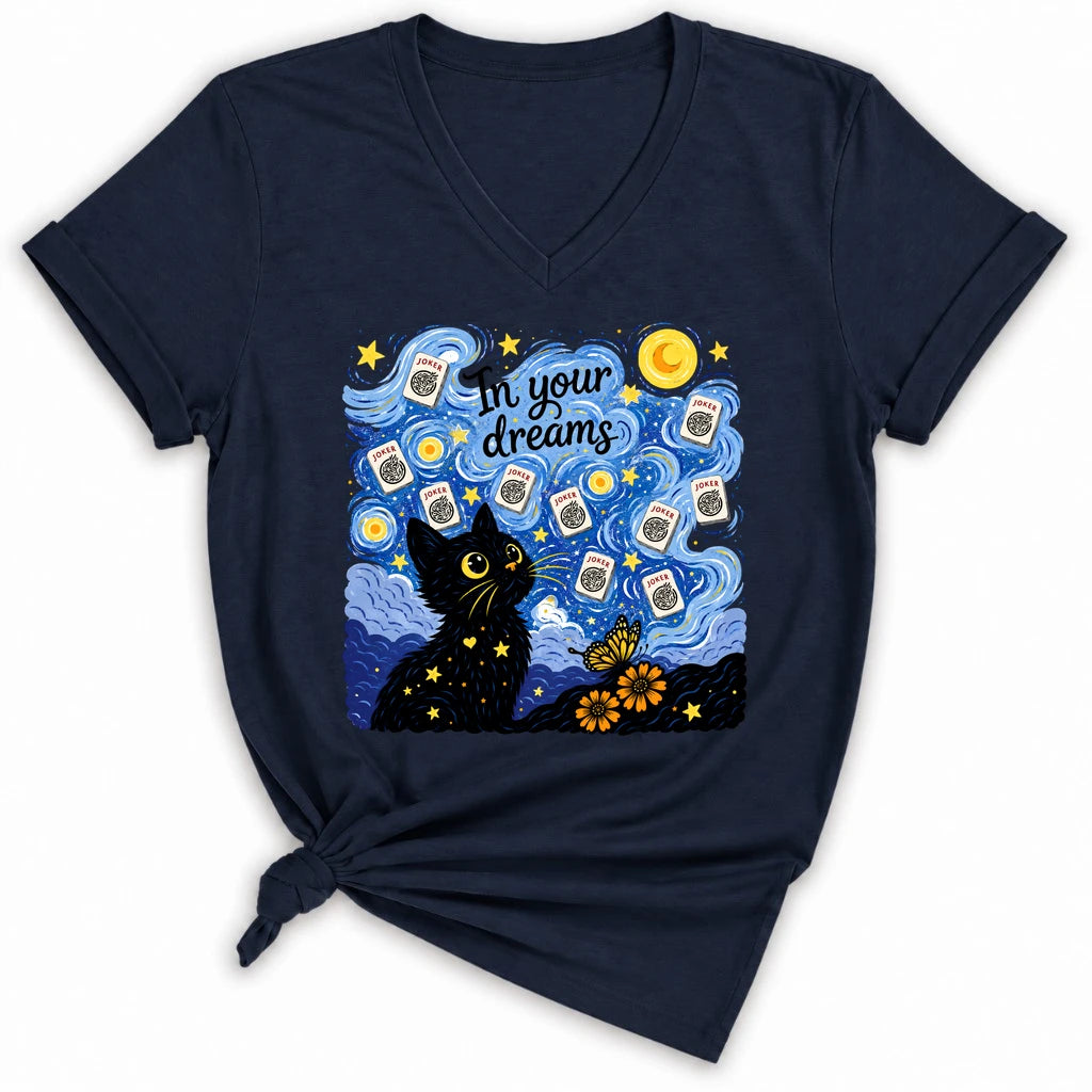 Van Gogh Starry Night Mahjong Lady V-neck