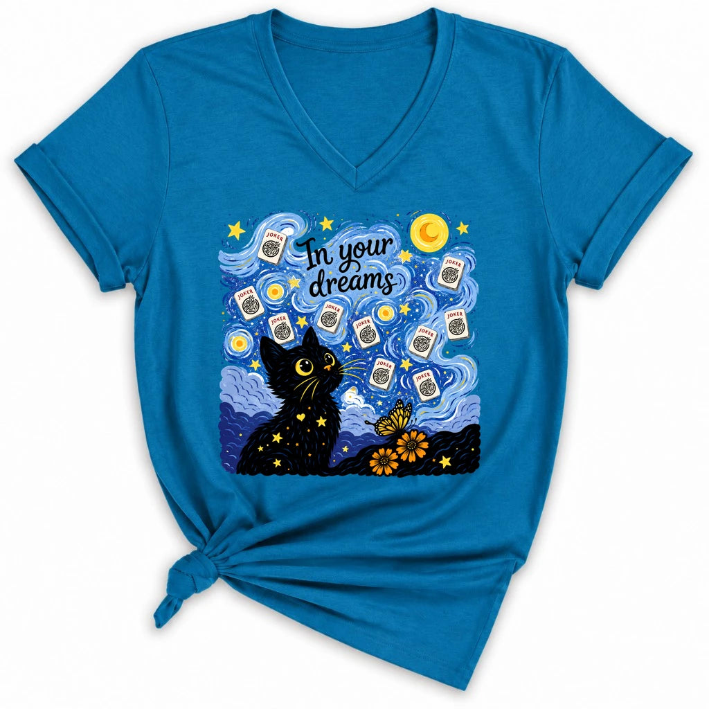 Van Gogh Starry Night Mahjong Lady V-neck