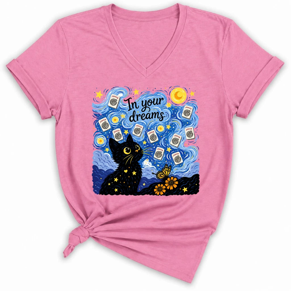 Van Gogh Starry Night Mahjong Lady V-neck