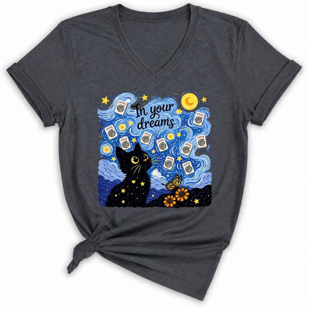 Van Gogh Starry Night Mahjong Lady V-neck