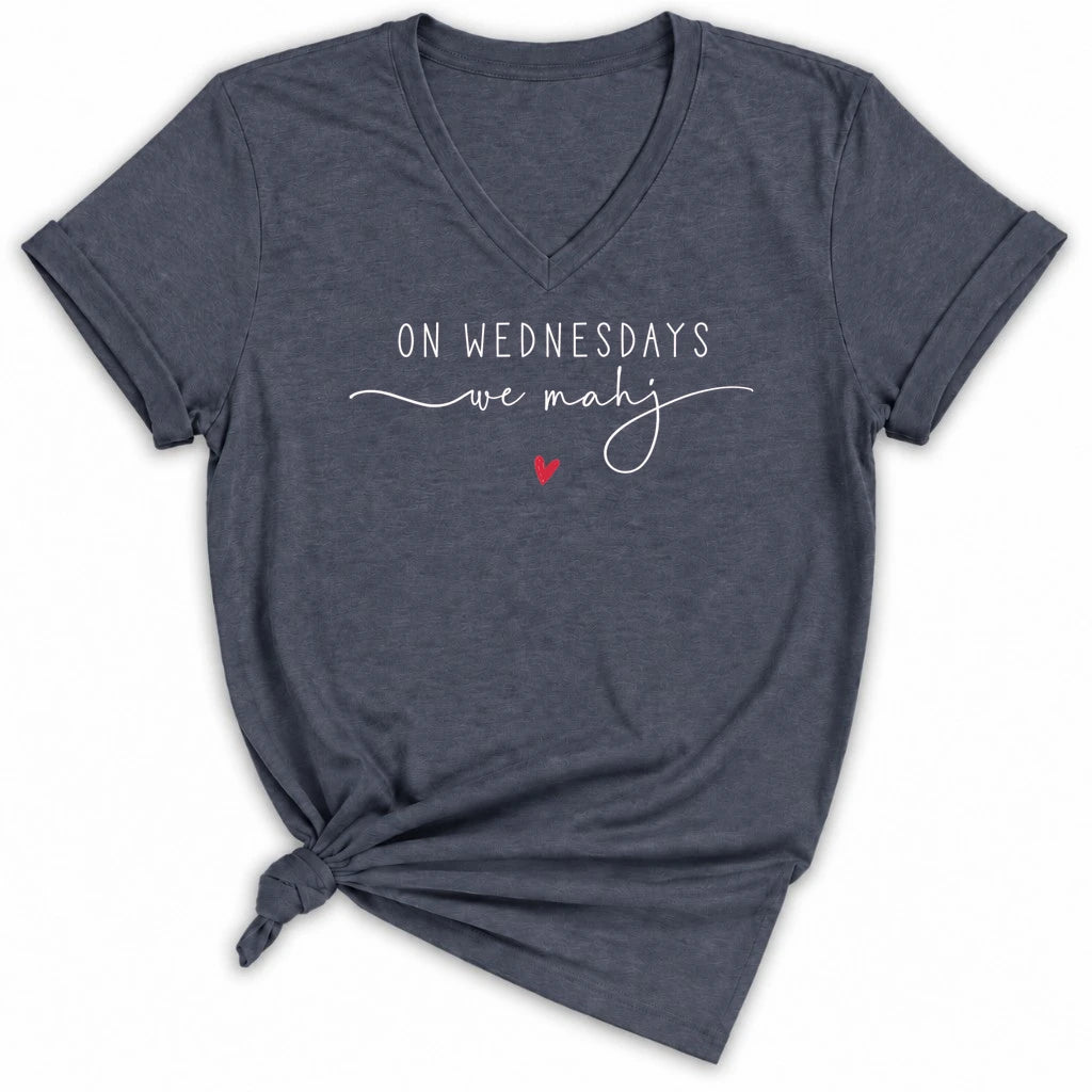 On Wednesdays we mahj Lady V-neck