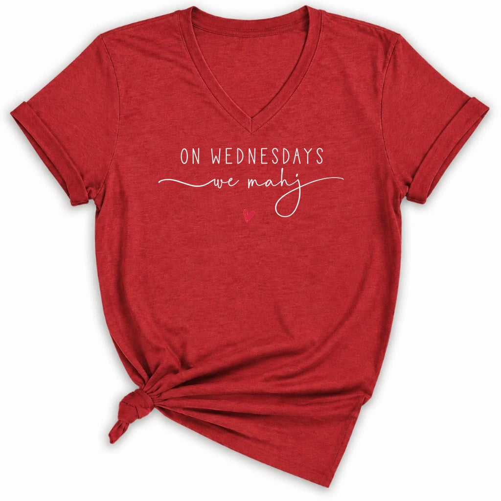 On Wednesdays we mahj Lady V-neck