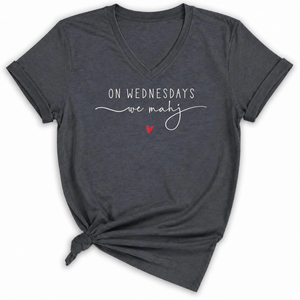 On Wednesdays we mahj Lady V-neck