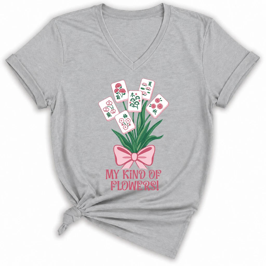 My Kind Of Flowers Mahjong Lady V-neck