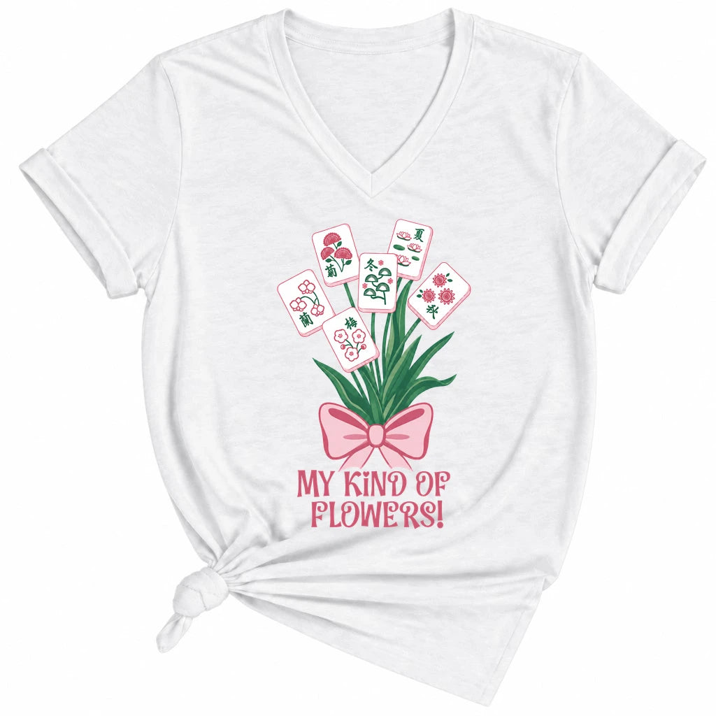 My Kind Of Flowers Mahjong Lady V-neck