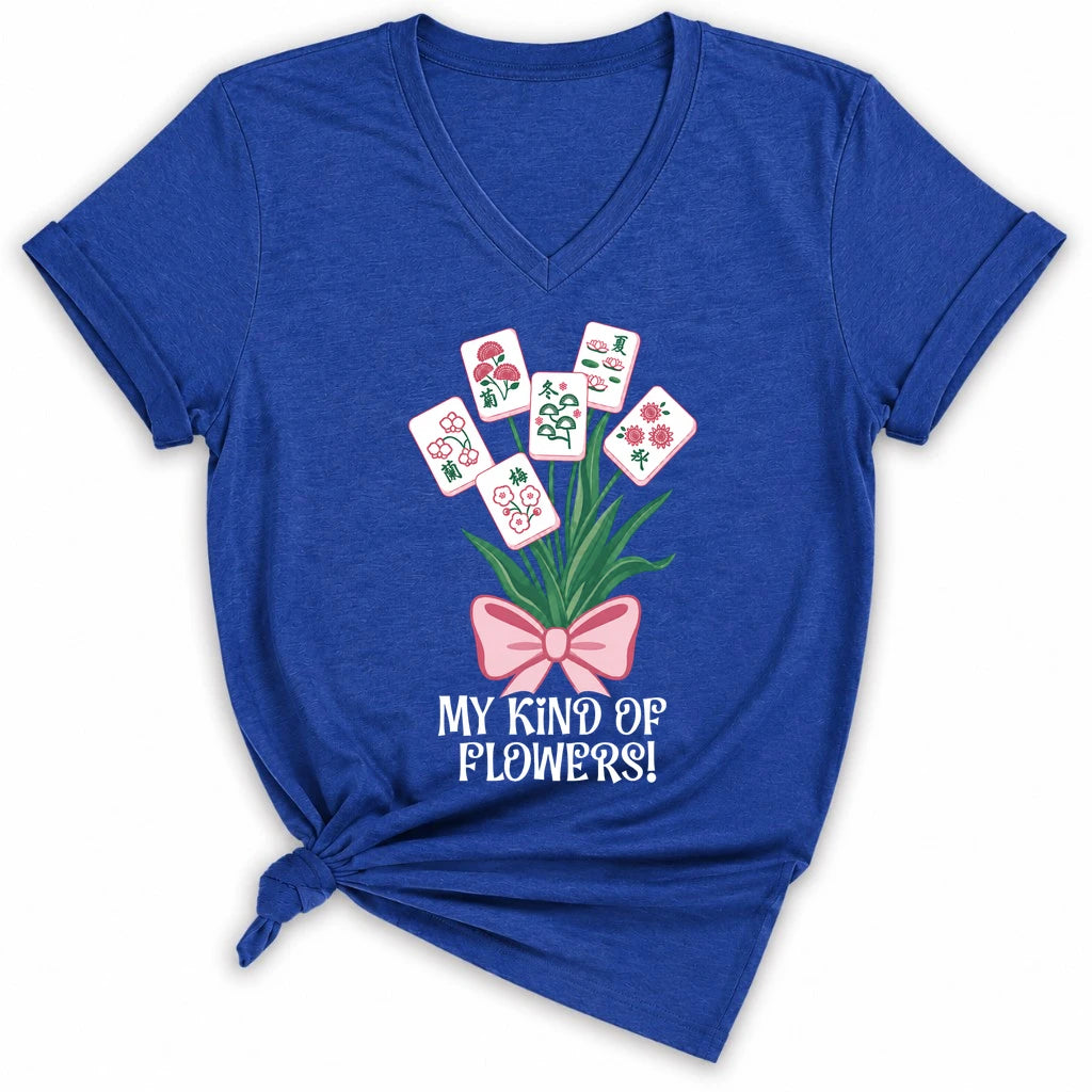 My Kind Of Flowers Mahjong Lady V-neck