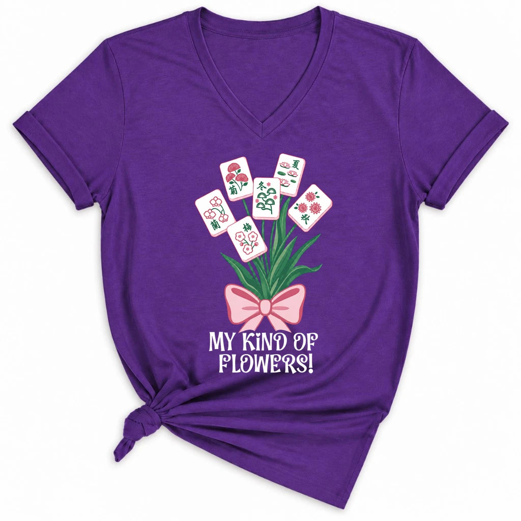 My Kind Of Flowers Mahjong Lady V-neck