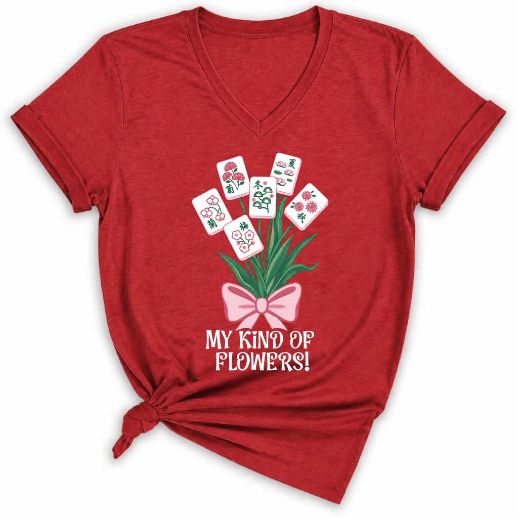 My Kind Of Flowers Mahjong Lady V-neck