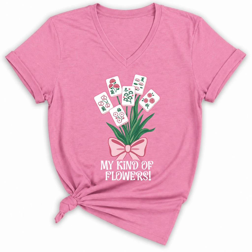 My Kind Of Flowers Mahjong Lady V-neck