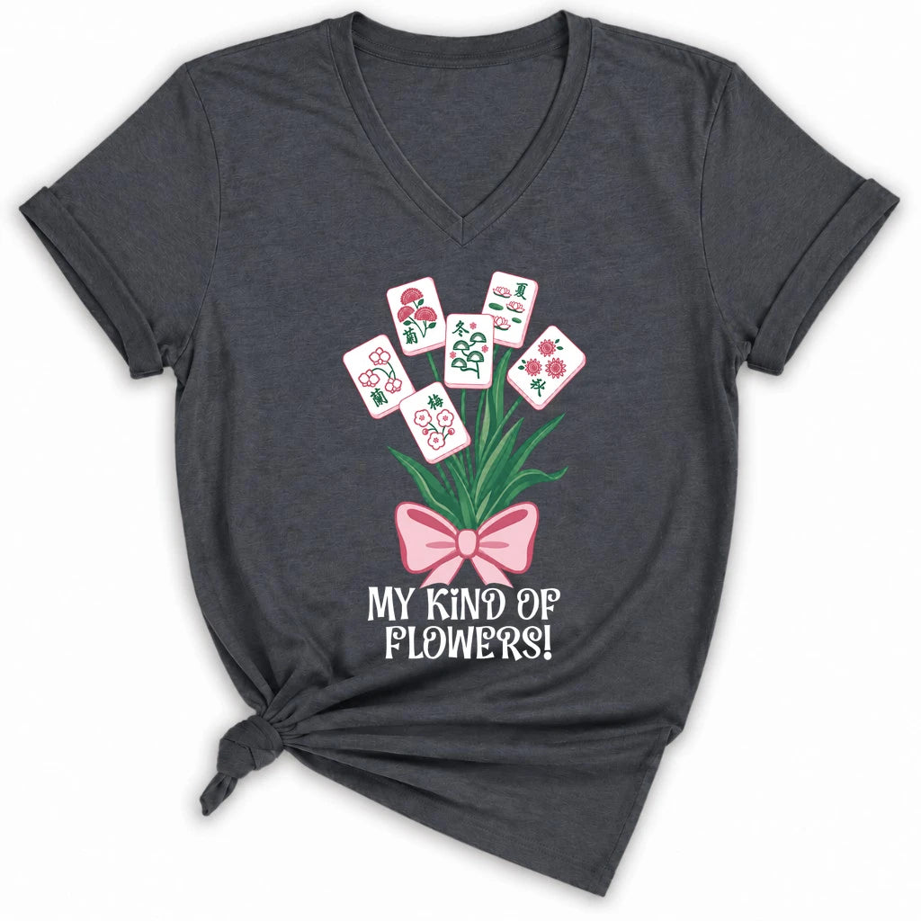 My Kind Of Flowers Mahjong Lady V-neck