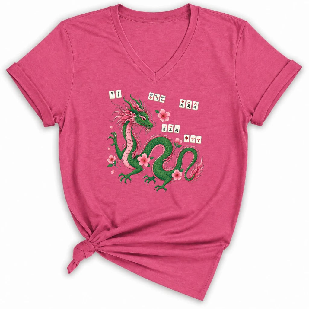 Mahjong Dragon Lady V-neck
