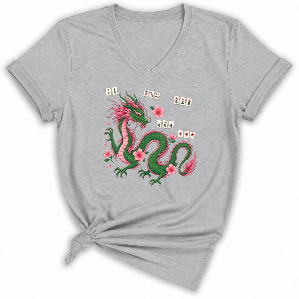 Mahjong Dragon Lady V-neck