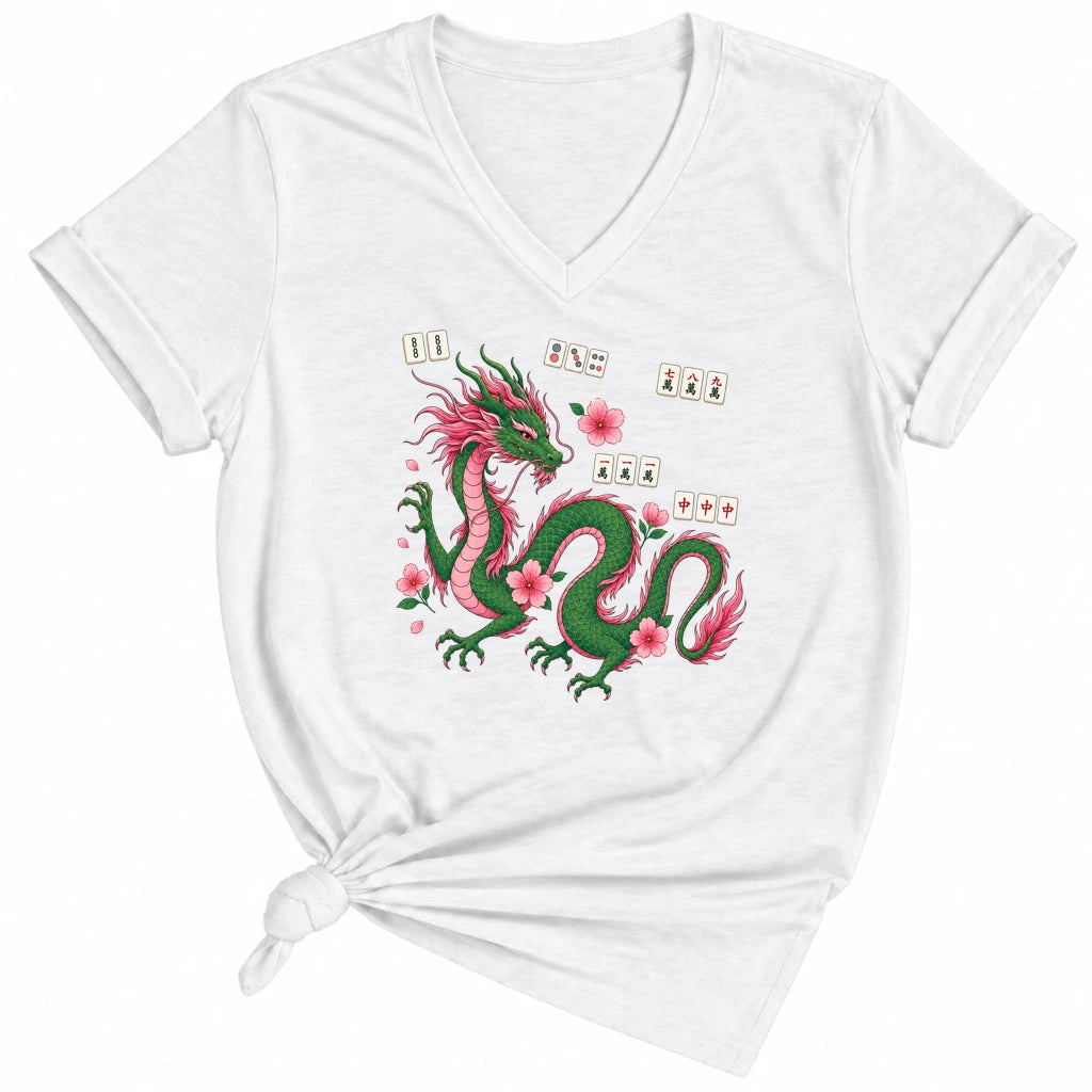 Mahjong Dragon Lady V-neck