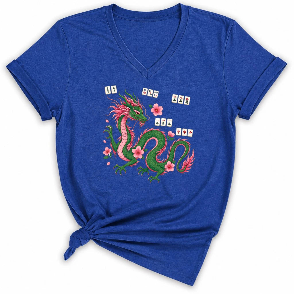 Mahjong Dragon Lady V-neck