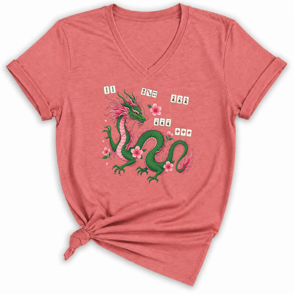 Mahjong Dragon Lady V-neck