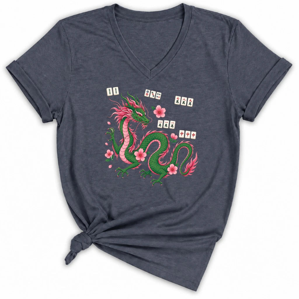Mahjong Dragon Lady V-neck