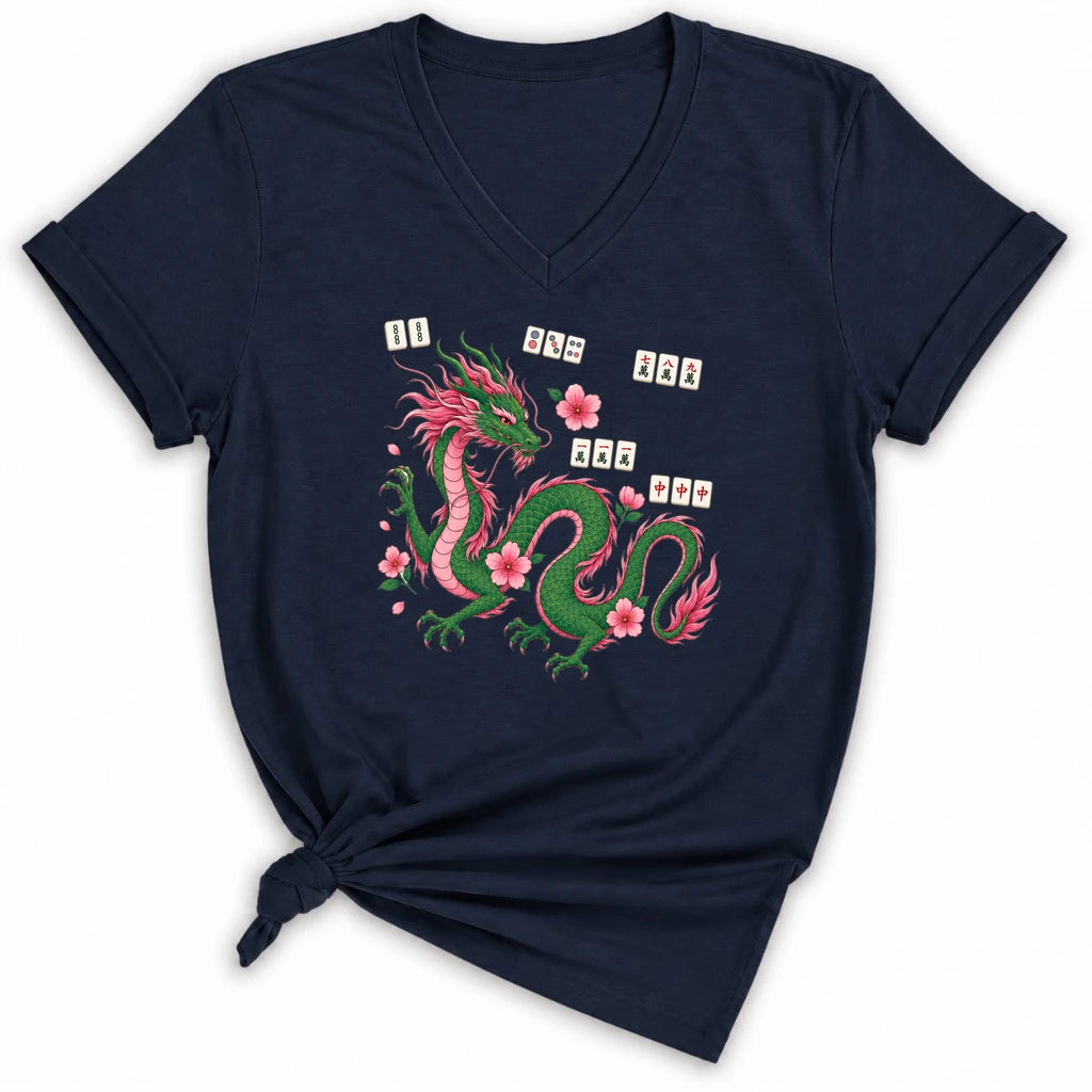 Mahjong Dragon Lady V-neck