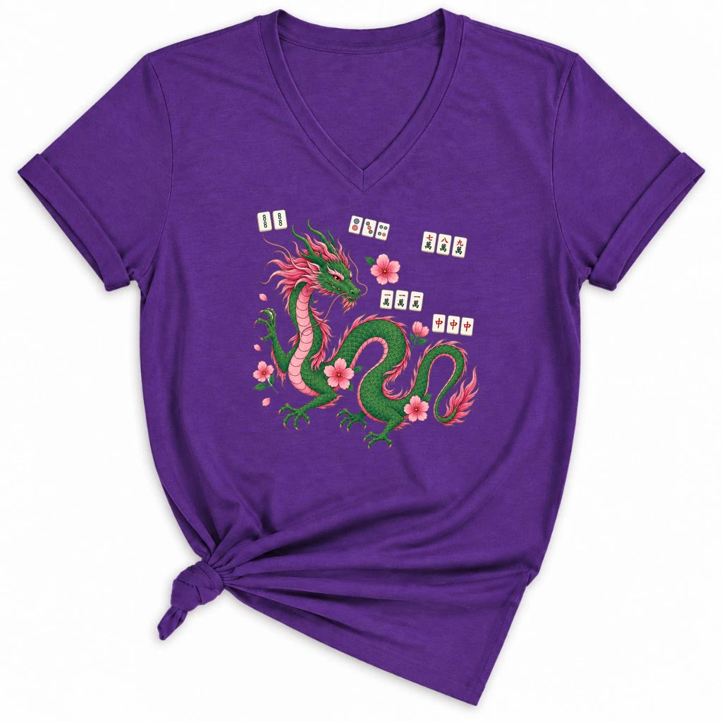 Mahjong Dragon Lady V-neck