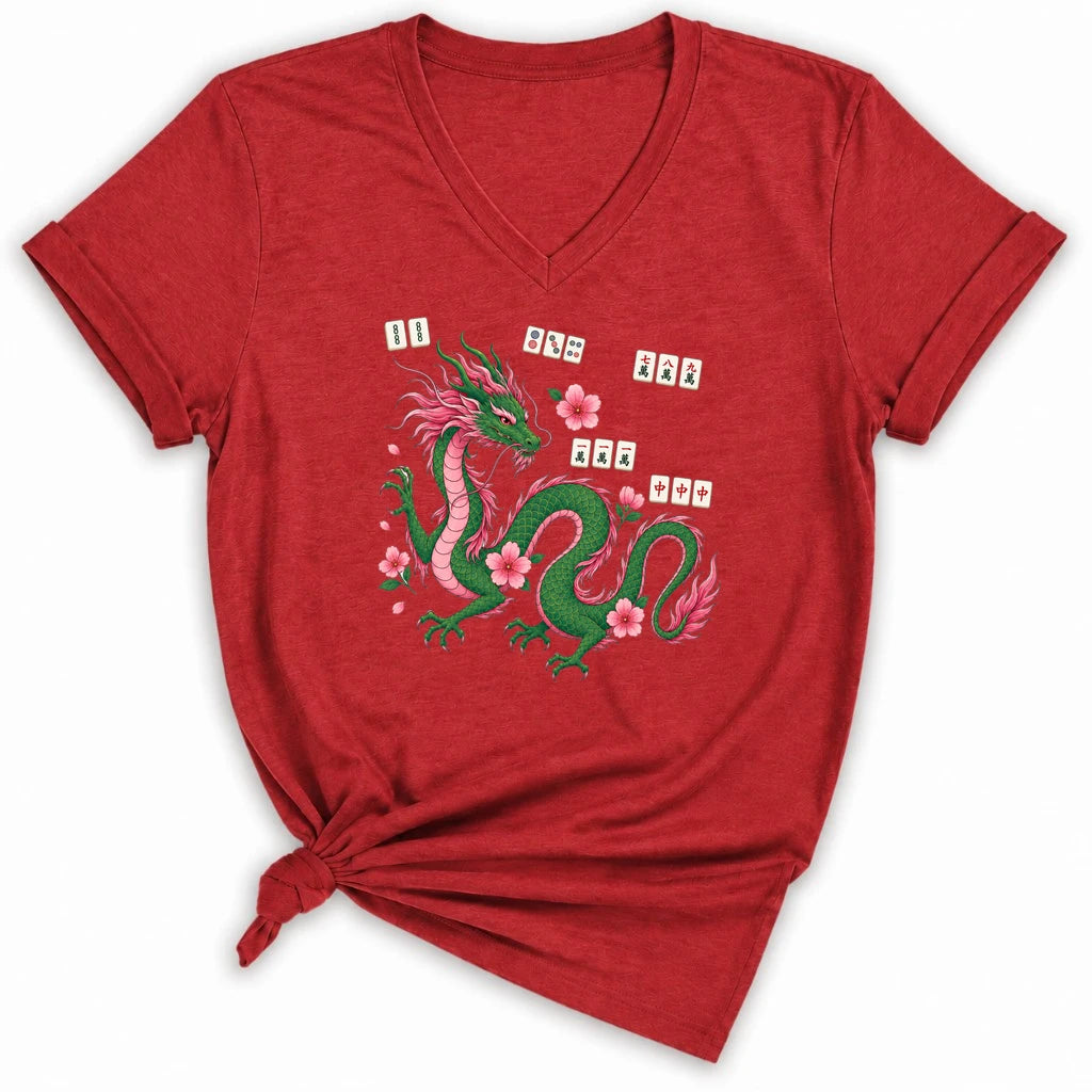 Mahjong Dragon Lady V-neck
