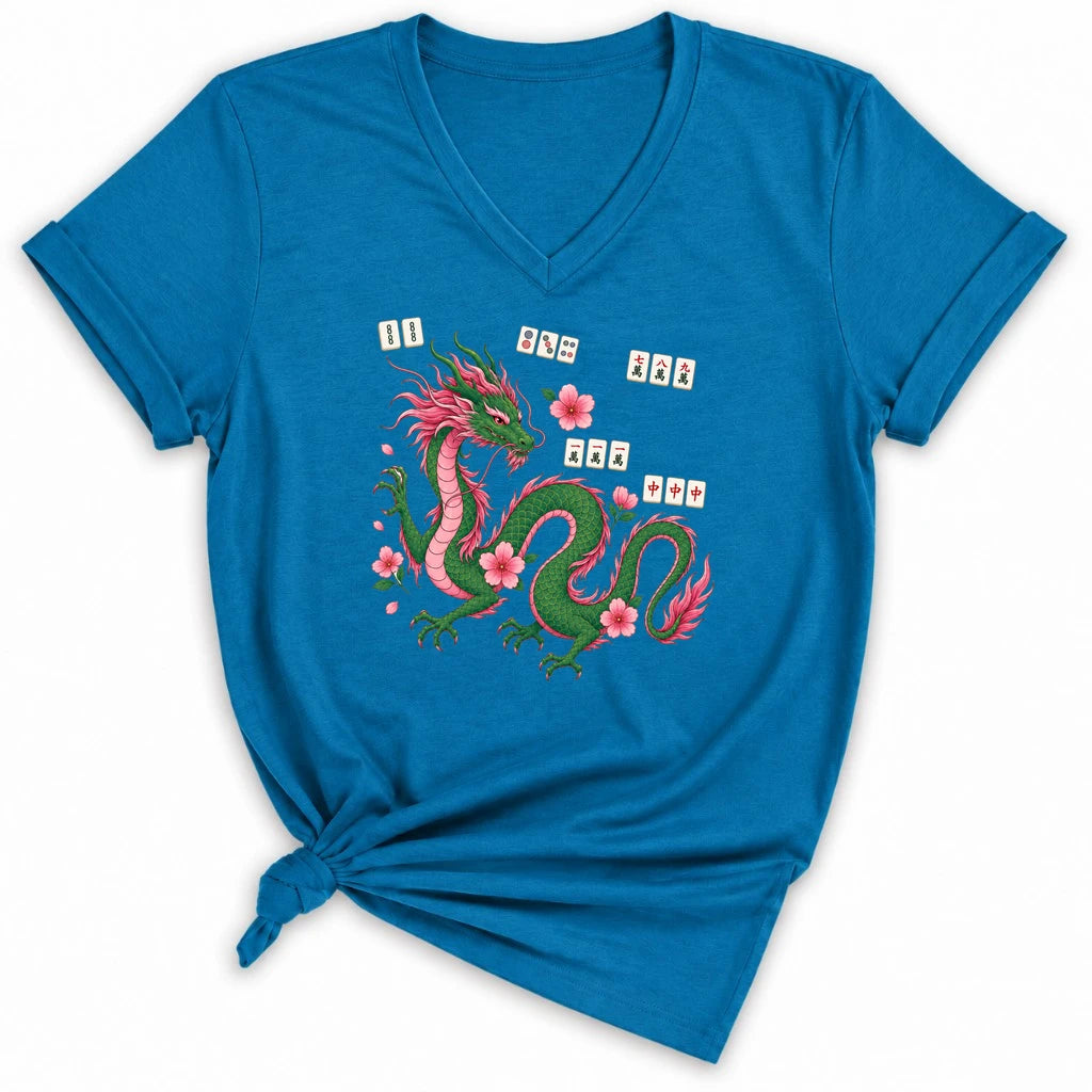 Mahjong Dragon Lady V-neck