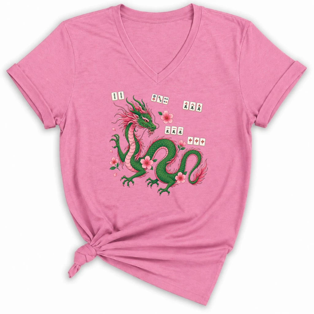 Mahjong Dragon Lady V-neck