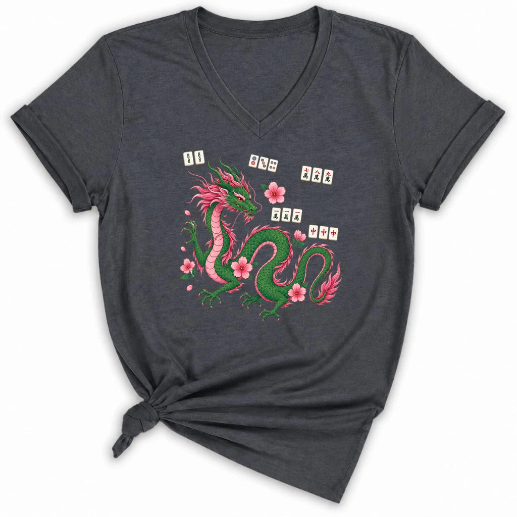 Mahjong Dragon Lady V-neck