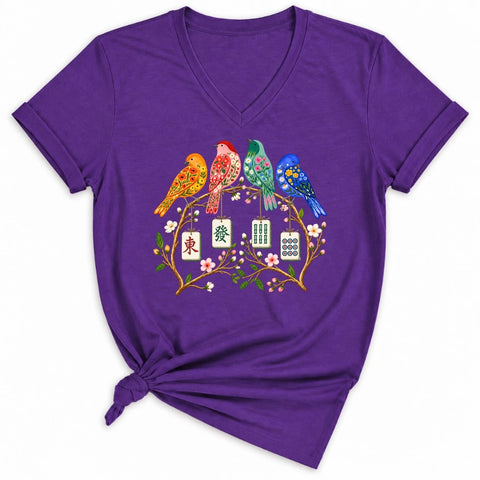 Sparrow Mahjong Lady V-neck